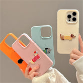 Embroidered Puppy Leather Case for iPhone